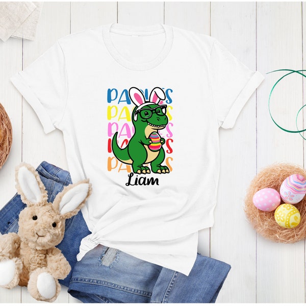 Tee shirt enfant pâques dinosaure personnalisable