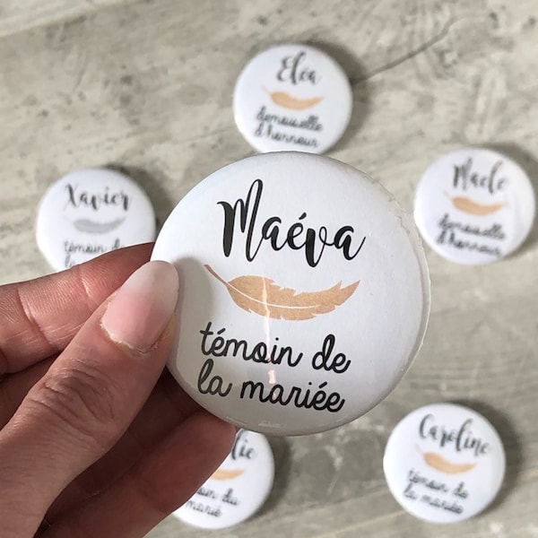 Badge personnalisé témoin de la mariée