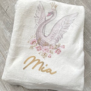 Personalized baby blanket swan