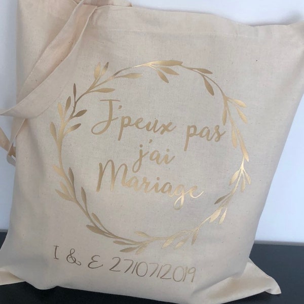 Tote bag j'peux pas j'ai mariage