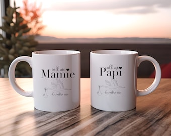 Mug cigogne papi mamie annonce grossesse