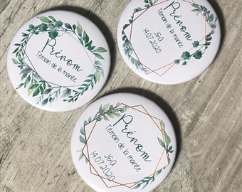 Lot Badge personnalisé mariage champêtre