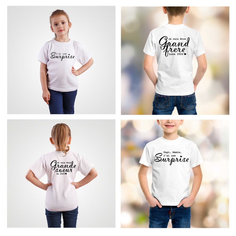 Tee shirt enfant annonce grossesse personnalisable image 1