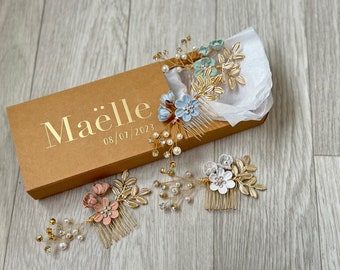 Hair barrette comb and personalized country gold box