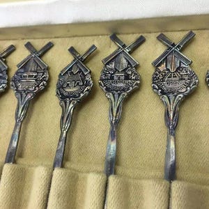 Dutch Souvenir Antique Philips Sterling Silver Tea and Dessert Spoons with Case