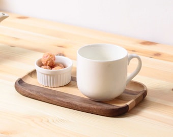 Petit plateau de service en bois, plateau à boissons en bois, plateau à café, plateau à clés, plateau au design minimaliste, plateau de vanité, plateau à stylos (Plateau en bois mosaïque-petit)