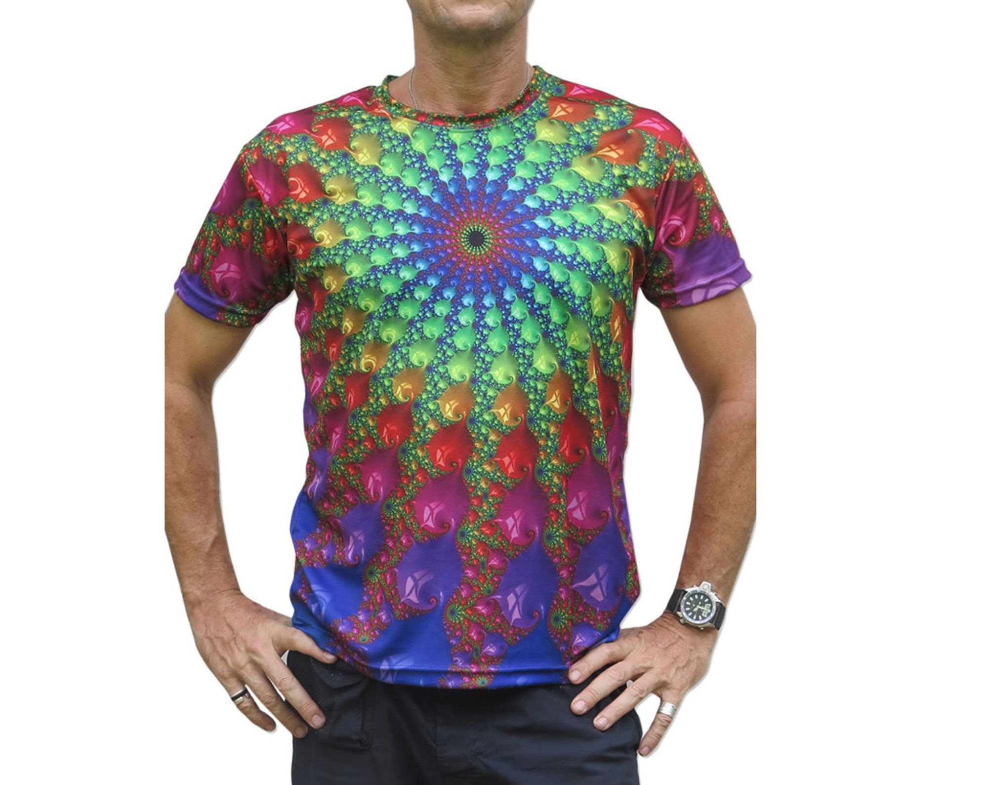 Discover Psychedelic Spectral Fractal Trippy T Shirt 3D