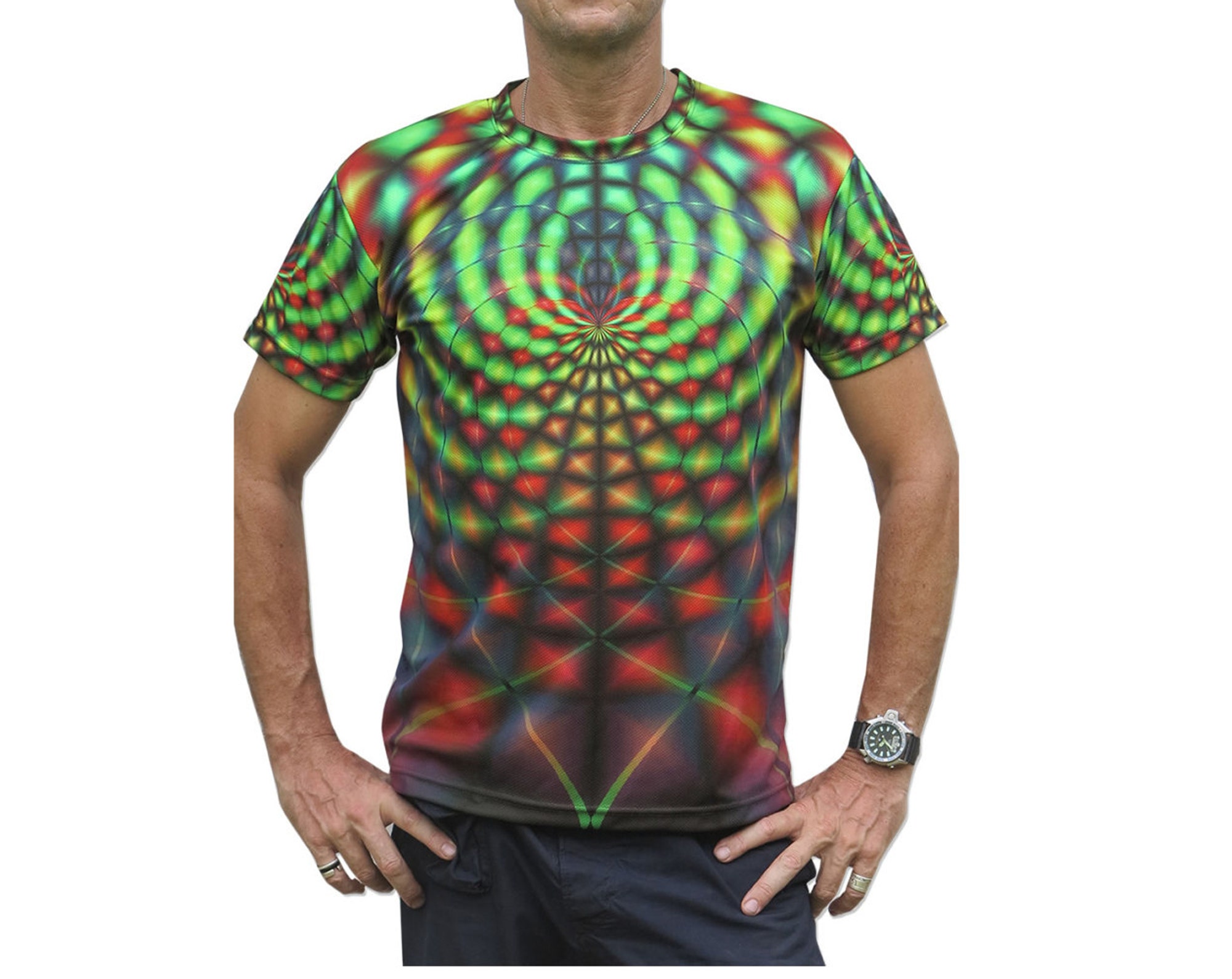 Discover Psychedelic Rainbow Web' UV Trippy T shirt 3D