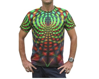 Psychedelic T shirt, 'Rainbow Web' UV active, Trippy T shirt, Festival t shirt, Psy Trance, Rave wear, Psychedelic clothing, geometric tee