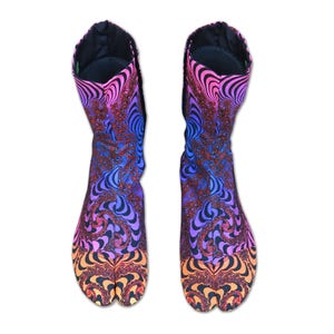 Tabi boots, Ninja boots Rainbow Fractal, Comfortable colorful ninja shoes. Vegan boots with flat sole. Japanese shoe, barefoot shoes image 1