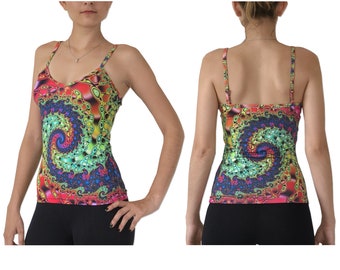 Psychedelic top: Whirlpool Fractal - Sublime Strap Top. Trippy top, Trance festival top, rave wear, burning man costumes, festival clothing