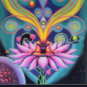 Psychedelic Tapestry, &#39;Heart Space&#39; UV active Wall Hanging, Trippy Wall Art, Psytrance Backdrop, Blacklight Banner, New age Tree Spirit