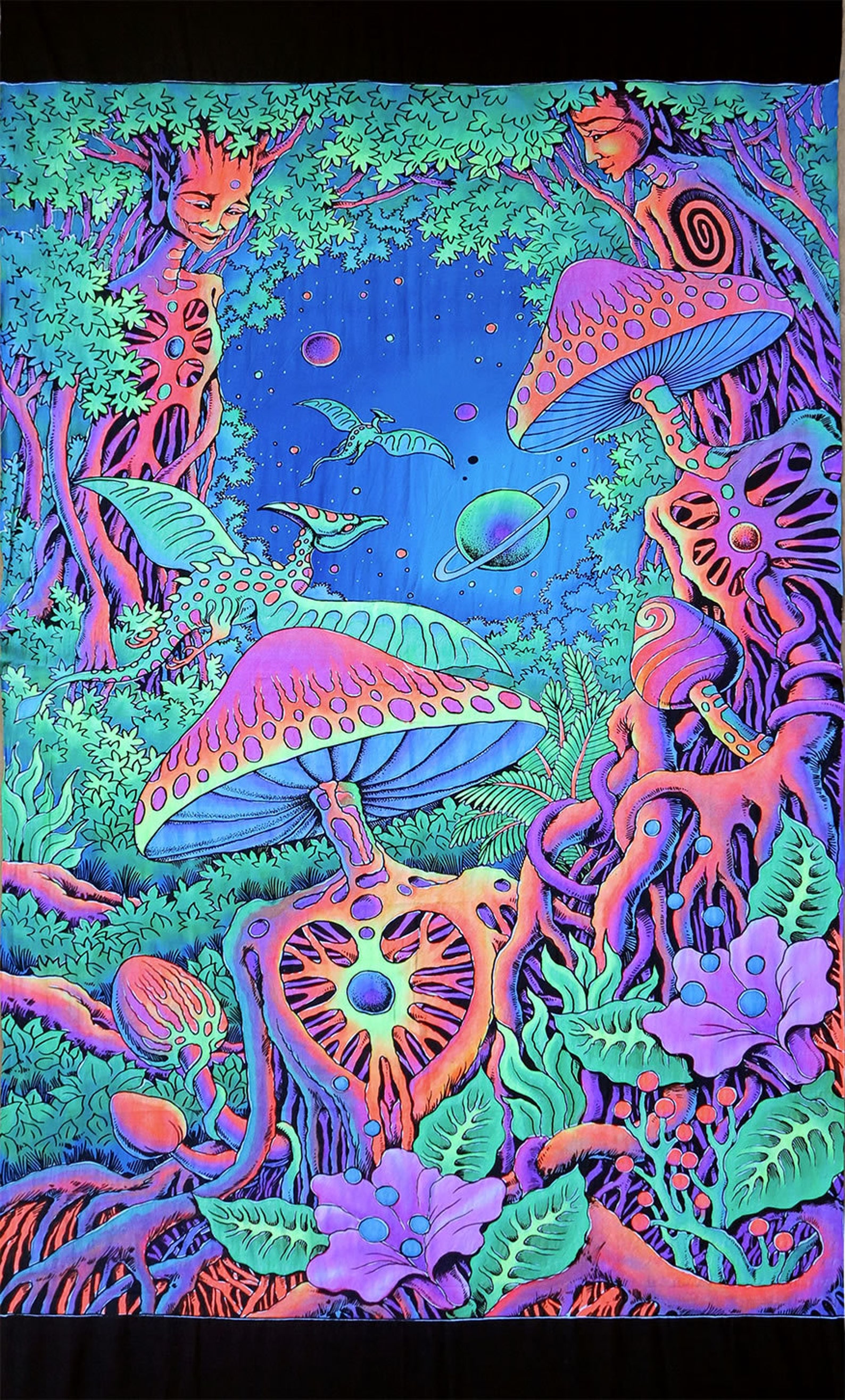 Psychedelic Tapestry 'psy Shroom' Trippy Wall Art Etsy