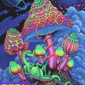Trippy Wall Art 'cosmic Shrooms' Psychedelic Tapestry - Etsy