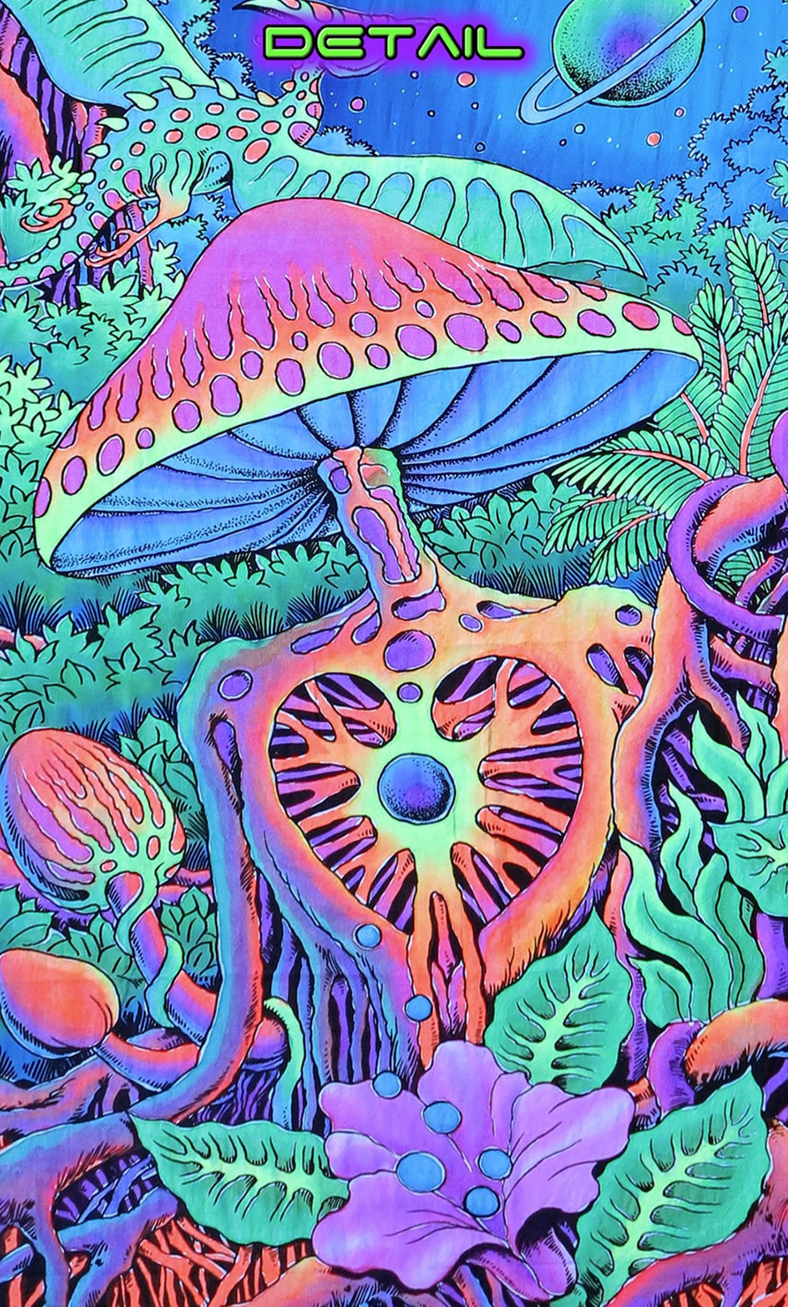 Psychedelic Tapestry 'psy Shroom' Trippy Wall Art Etsy