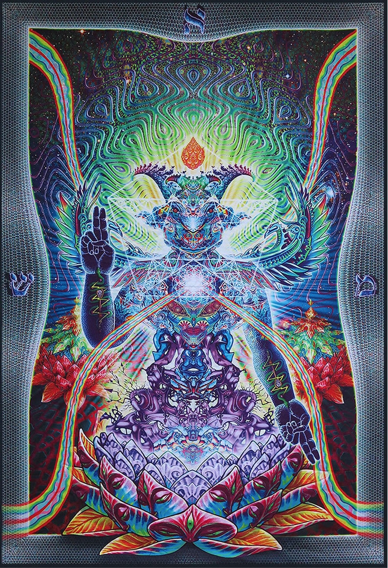 Psychedelic Tapestry Trippy Wall Art Baphomet Boho Home Decor Visionary