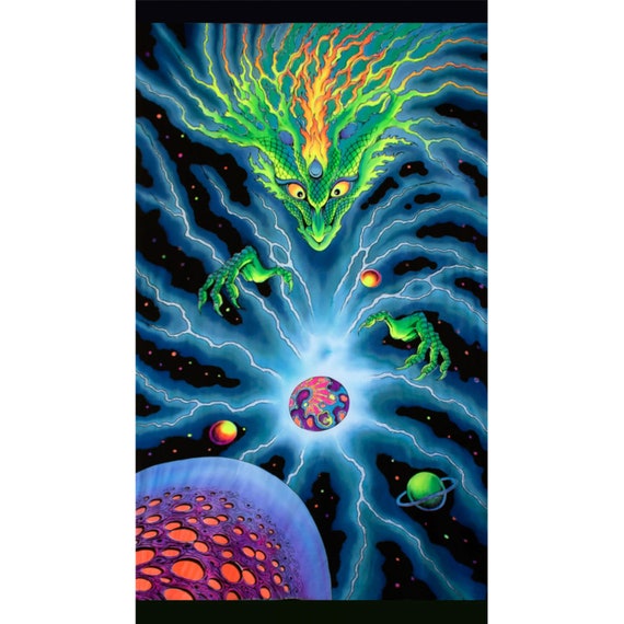 Trippy Wall Art Dragonball Psychedelic Tapestry Trippy Wall Hanging Uv Active Batik Wall Hanging Shrooms Black Light Art Decor