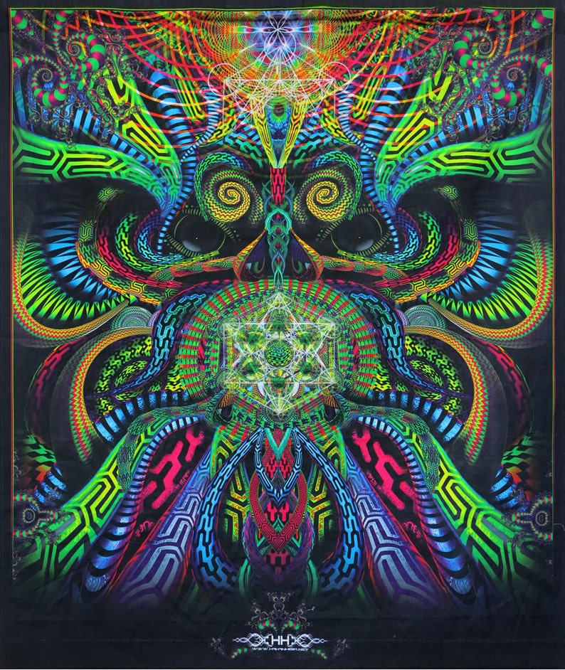Psychedelic Tapestry Trippy Wall Art Primordial Presence Boho Home Decor Visionary
