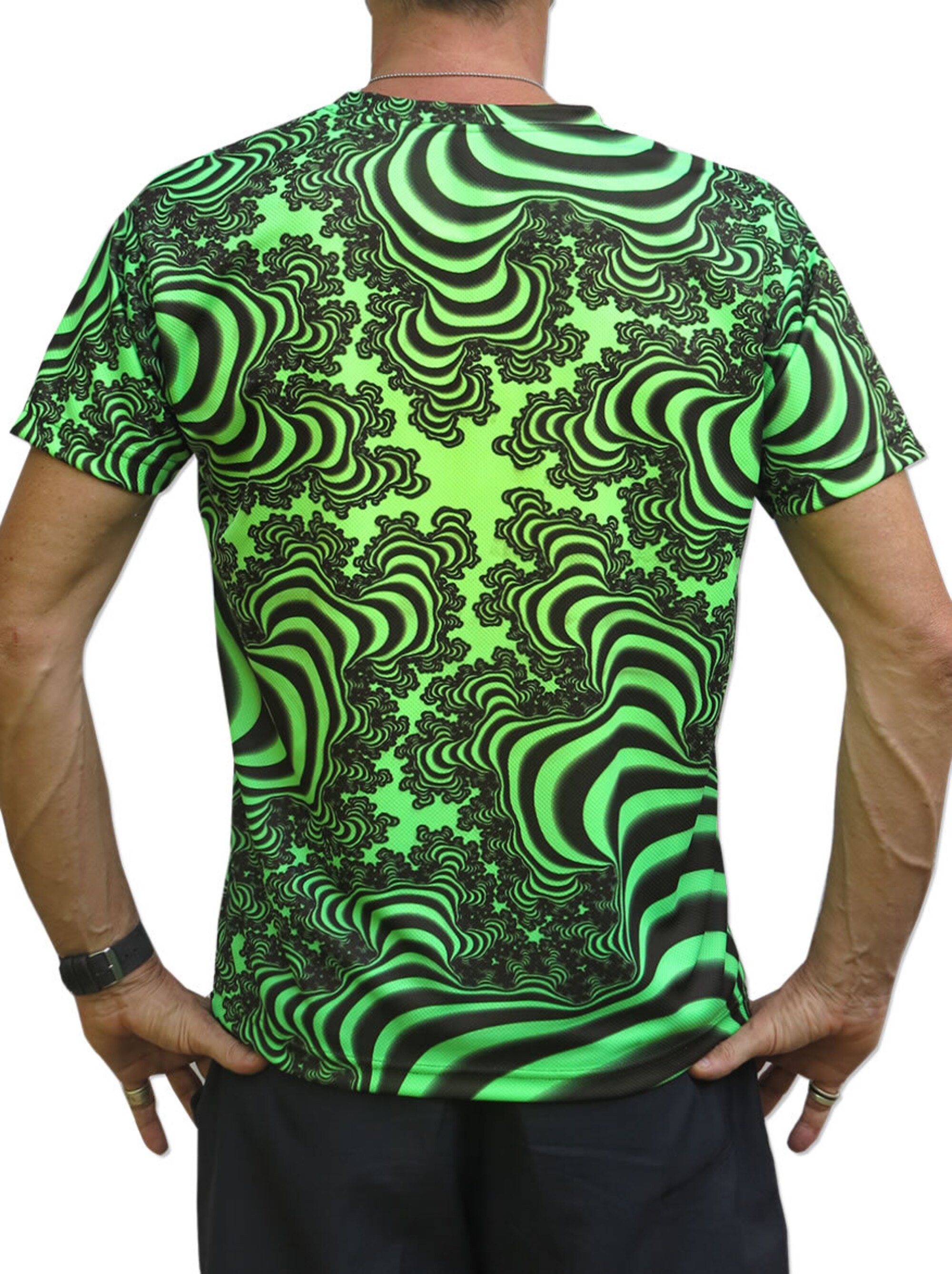 Psychedelic T shirt 'Lime Valley Fractal UV Trippy T shirt 3D