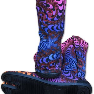 Tabi boots, Ninja boots Rainbow Fractal, Comfortable colorful ninja shoes. Vegan boots with flat sole. Japanese shoe, barefoot shoes image 5