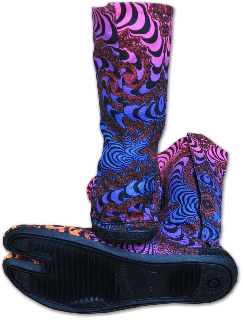 Tabi boots, Ninja boots Rainbow Fractal, Comfortable colorful ninja shoes. Vegan boots with flat sole. Japanese shoe, barefoot shoes image 5