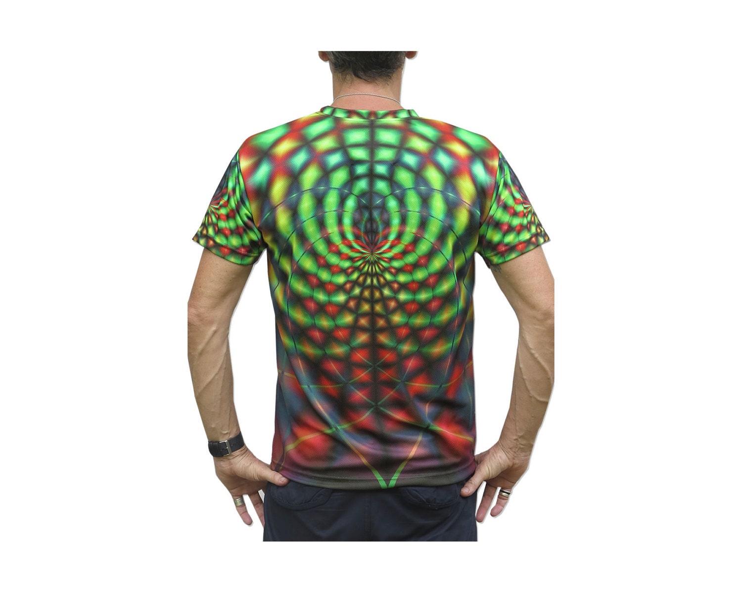 Psychedelic T shirt 'Rainbow Web' UV active Trippy T | Etsy