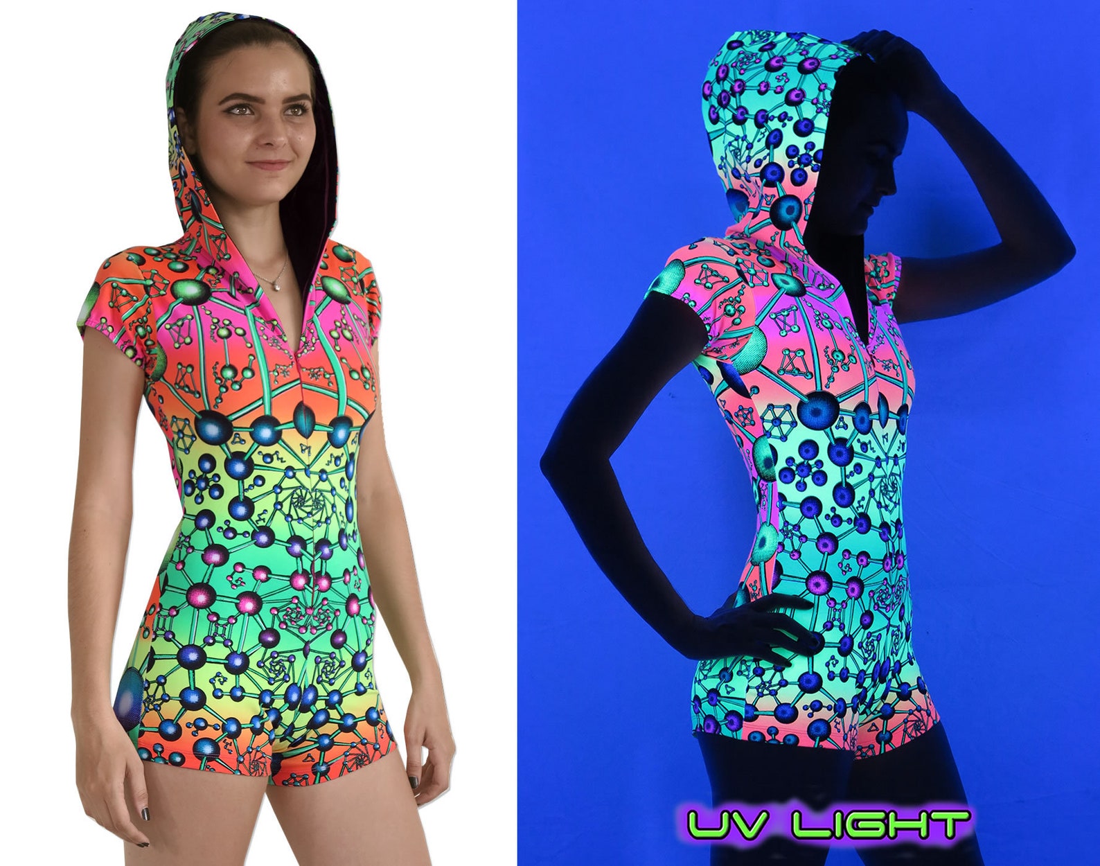 Psychedelic bodysuit 'Atomic Rainbow' Psy clothing image 1.