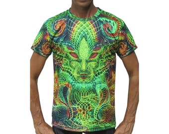 Psychedelic T shirt 'An eye for an I'. UV active, Trippy T shirt, Festival t shirt, Psy Trance, Rave wear, Psychedelic clothing