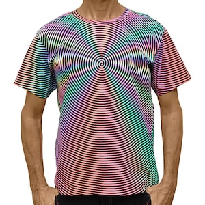 Psychedelic t shirt 'Headspin'. Goa clothing, Psy trance festival T shirt, UV active Rave wear, rave T shirt, Psychedelic clothing.