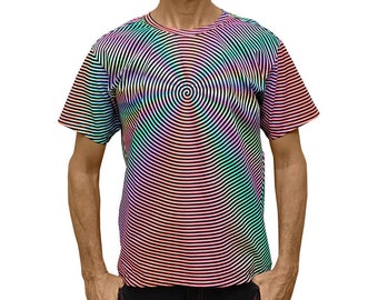 Psychedelic t shirt 'Headspin'. Goa clothing, Psy trance festival T shirt, UV active Rave wear, rave T shirt, Psychedelic clothing.