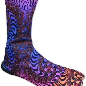 Tabi boots, Ninja boots Rainbow Fractal, Comfortable colorful ninja shoes. Vegan boots with flat sole. Japanese shoe, barefoot shoes image 3