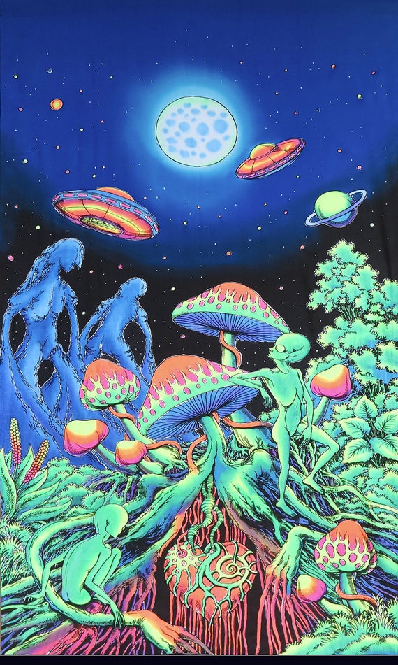 Trippy alien tapestry sales