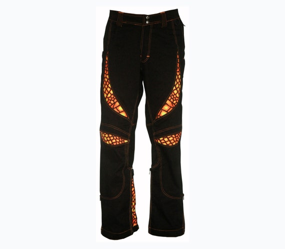 Alien Eye Pants 'fire Dragonfly': Black Cotton Trousers With
