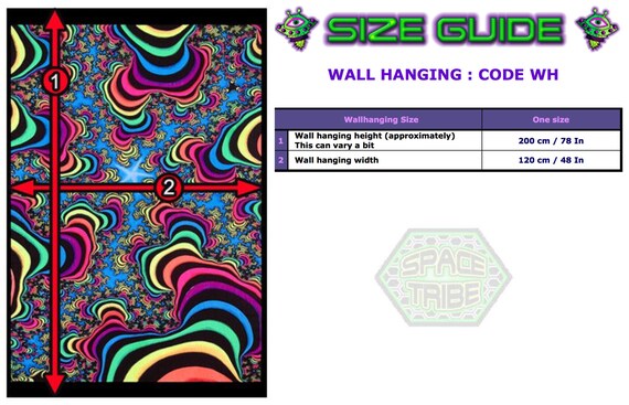 Trippy Wall Hanging 'rainbow Valley Fractal' Psychedelic Tapestry
