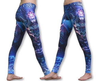 Psychedelic leggings, Violet Foxy Lady print. Womens boho leggings, yoga leggings, activewear, trippy leggings, yoga tights, sexy yoga pants