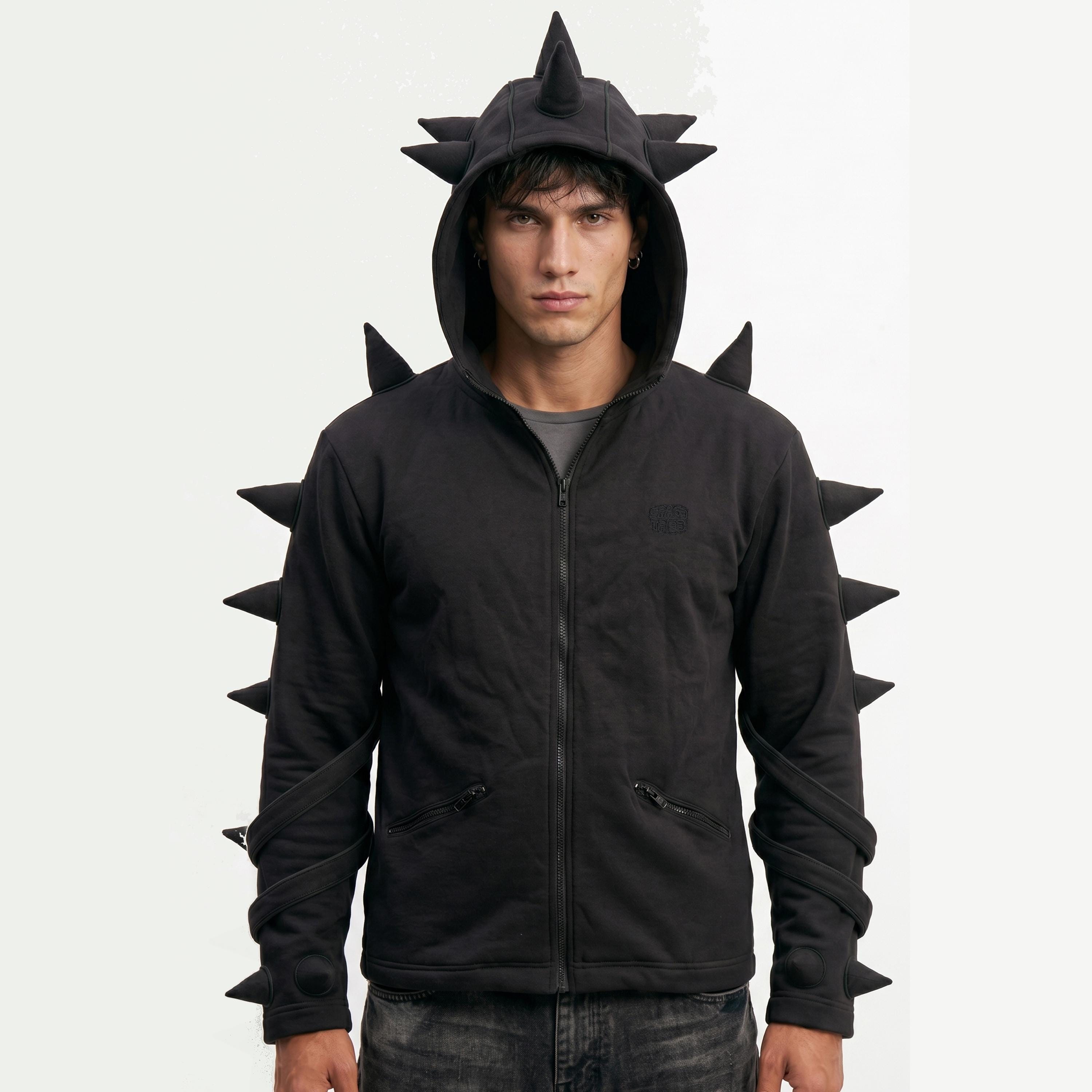 Zip up Spiked Hoodie - Etsy