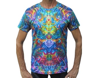 Psychedelic T shirt 'Holographic Altar'. Trippy T shirt, Festival t shirt, Psy Trance, Rave wear, Psychedelic clothing, visionary art
