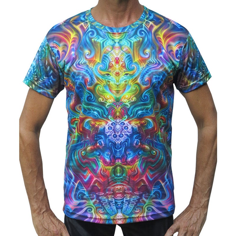 Abstract Psychedelic Holographic Men's Short Sleeve Shirt