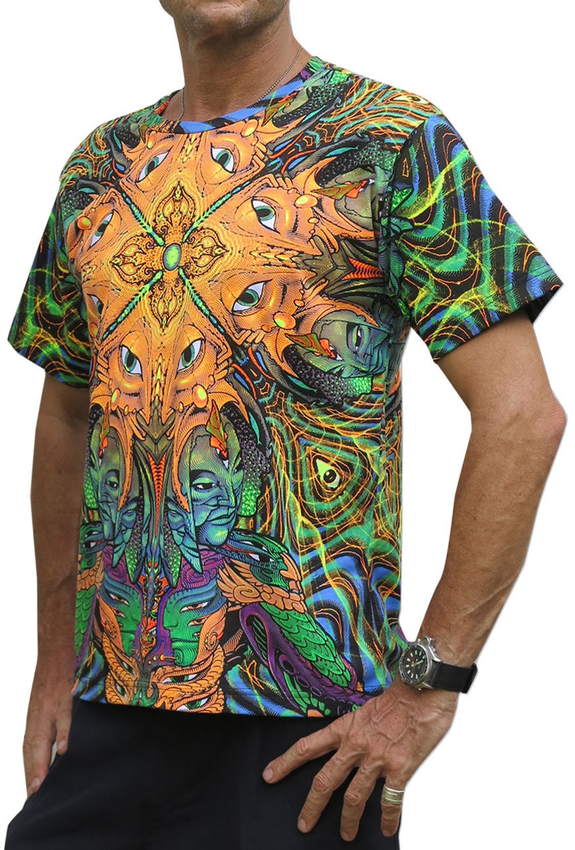 Psychedelic T Shirt 'polymorph'. Goa Clothing UV | Etsy