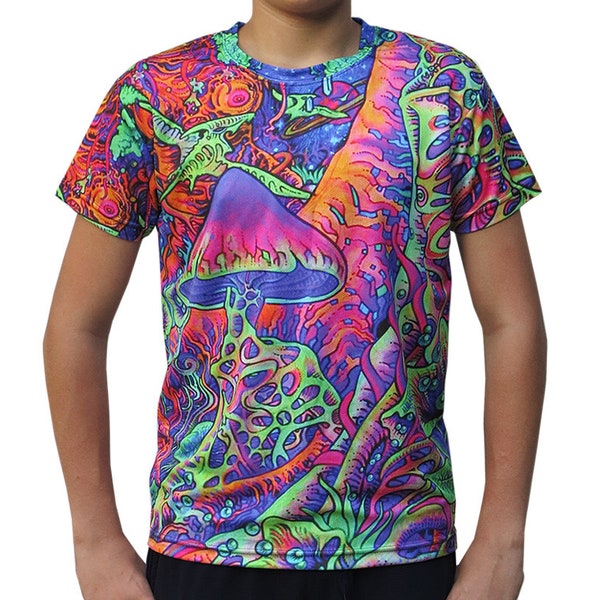 Psychedelic T shirt, 'Psy Shroom'. Trippy T shirt, Festival t shirt, Psy Trance, Rave wear, Psychedelic clothing, visionary art