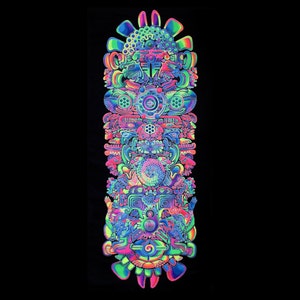 Psychedelic tapestry, &#39;Totem&#39;, trippy wall art, trippy tapestry, Trippy wall hanging, Psychedelic wall art, Blacklight Banner, UV Backdrop.