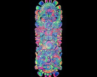 Psychedelic tapestry, 'Totem', trippy wall art, trippy tapestry, Trippy wall hanging, Psychedelic wall art, Blacklight Banner, UV Backdrop.