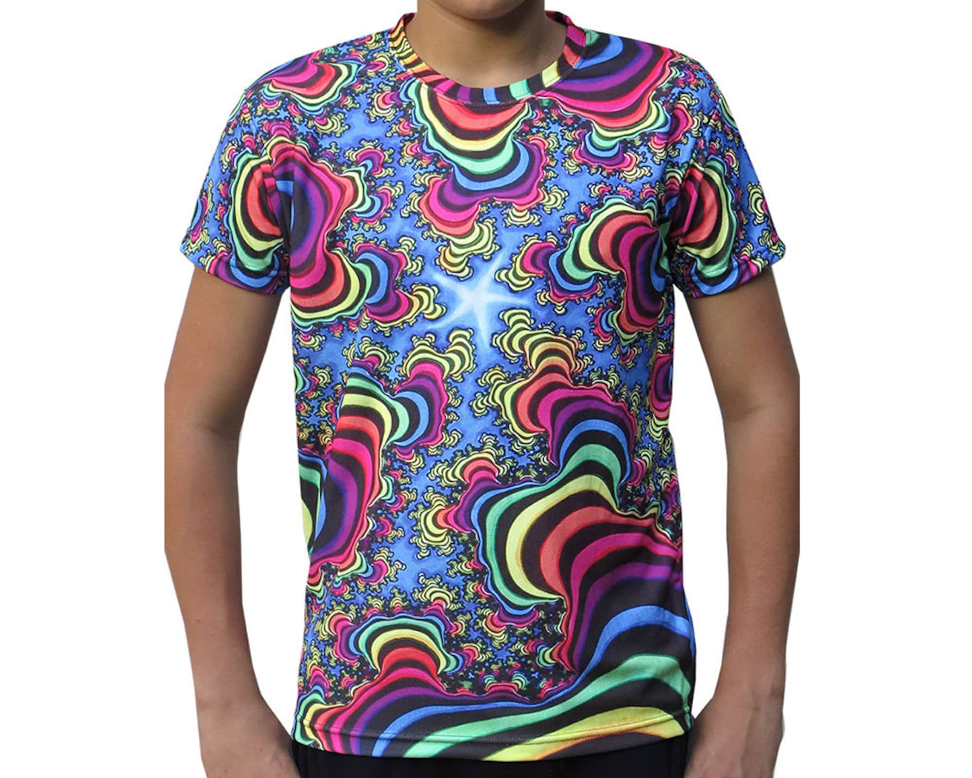 Discover Psychedelic Rainbow Valley Fractal Trippy T shirt 3D