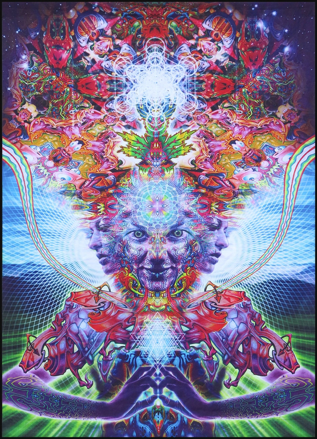 Psychedelic Tapestry, Trippy Wall Art 'namaste', Psychedelic Wall Art