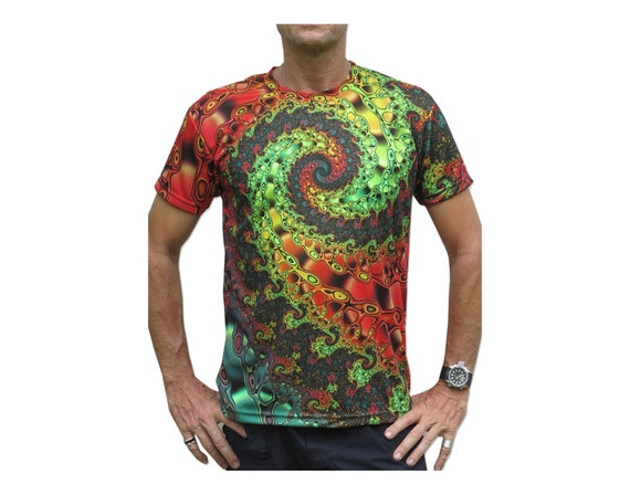 Psychedelic T shirt, 'Whirlpool Fractal'. UV active, Trippy T shirt, Festival t shirt, Psy Trance, Rave wear, Psychedelic clothing Psychedelic T shirt, 'Whirlpool Fractal'. UV active, Trippy T shirt, Festival t shirt, Psy Trance, Rave wear, Psychedelic clothing