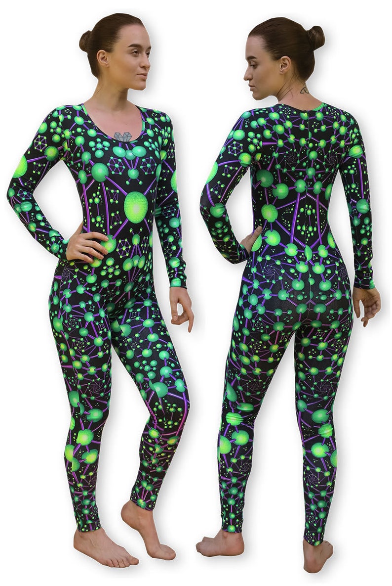 Printed Catsuit 'atomic Alien'. Psychedelic Long | Etsy