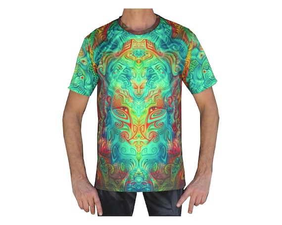 Psychedelic T shirt 'Ancestral Ornament'. UV active, Trippy t shirt, Festival t shirt, Psy Trance, Rave wear, Psychedelic clothing Psychedelic T shirt 'Ancestral Ornament'. UV active, Trippy t shirt, Festival t shirt, Psy Trance, Rave wear, Psychedelic clothing
