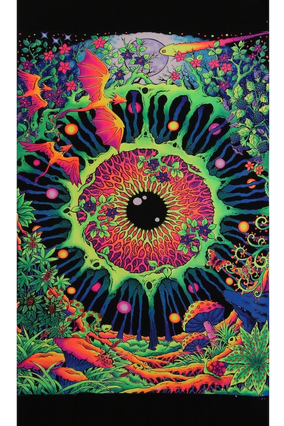 Trippy Wall Art cosmic Eye Psychedelic Tapestry Blacklight Tapestry Trippy Wall hanging UV Reactive Wall Hanging Psytrance Deco LSD Etsy Canada