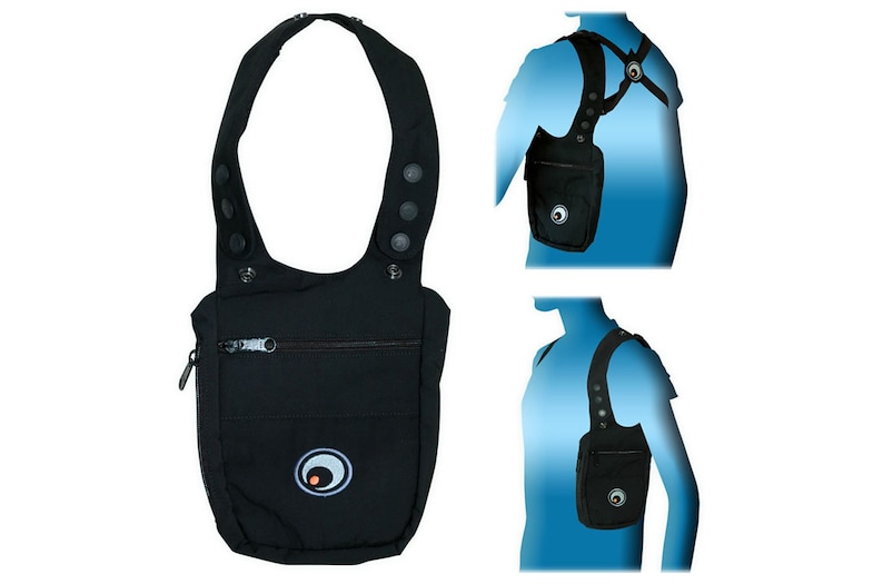 Multi-pocket festival bag Shoulder Holster money belt Black pocket holster bag document holster. Underarm passport pouch shoulder bag