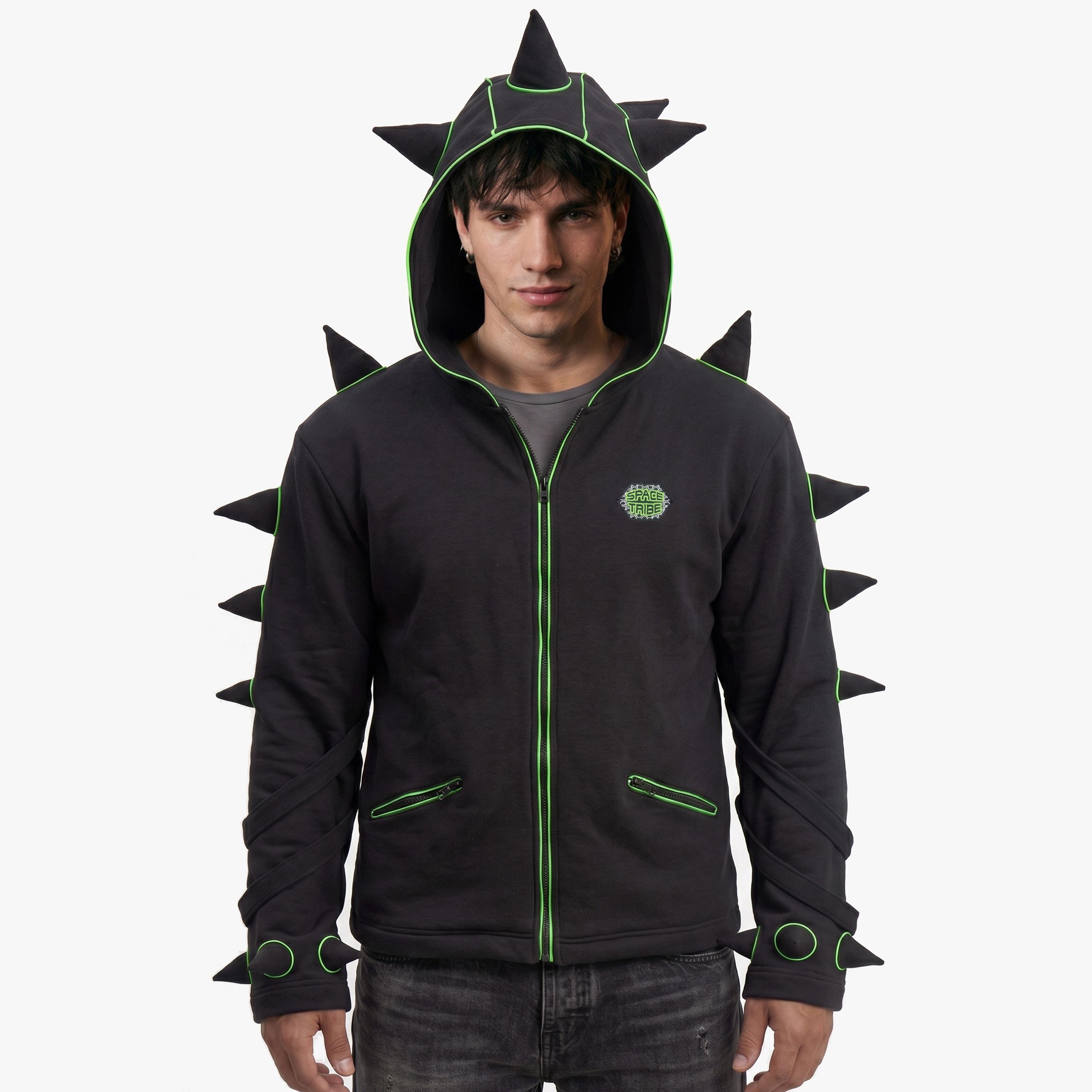 トップス isecai dinosaur spines Zip-Up Hoodie Zip up Spiked Hoodie - Etsy